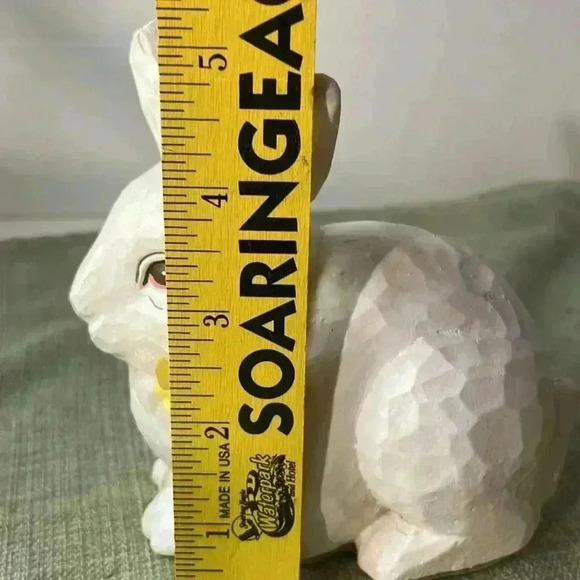 White Crackle Finish Bunny with Ribbon - Picture 10 of 10